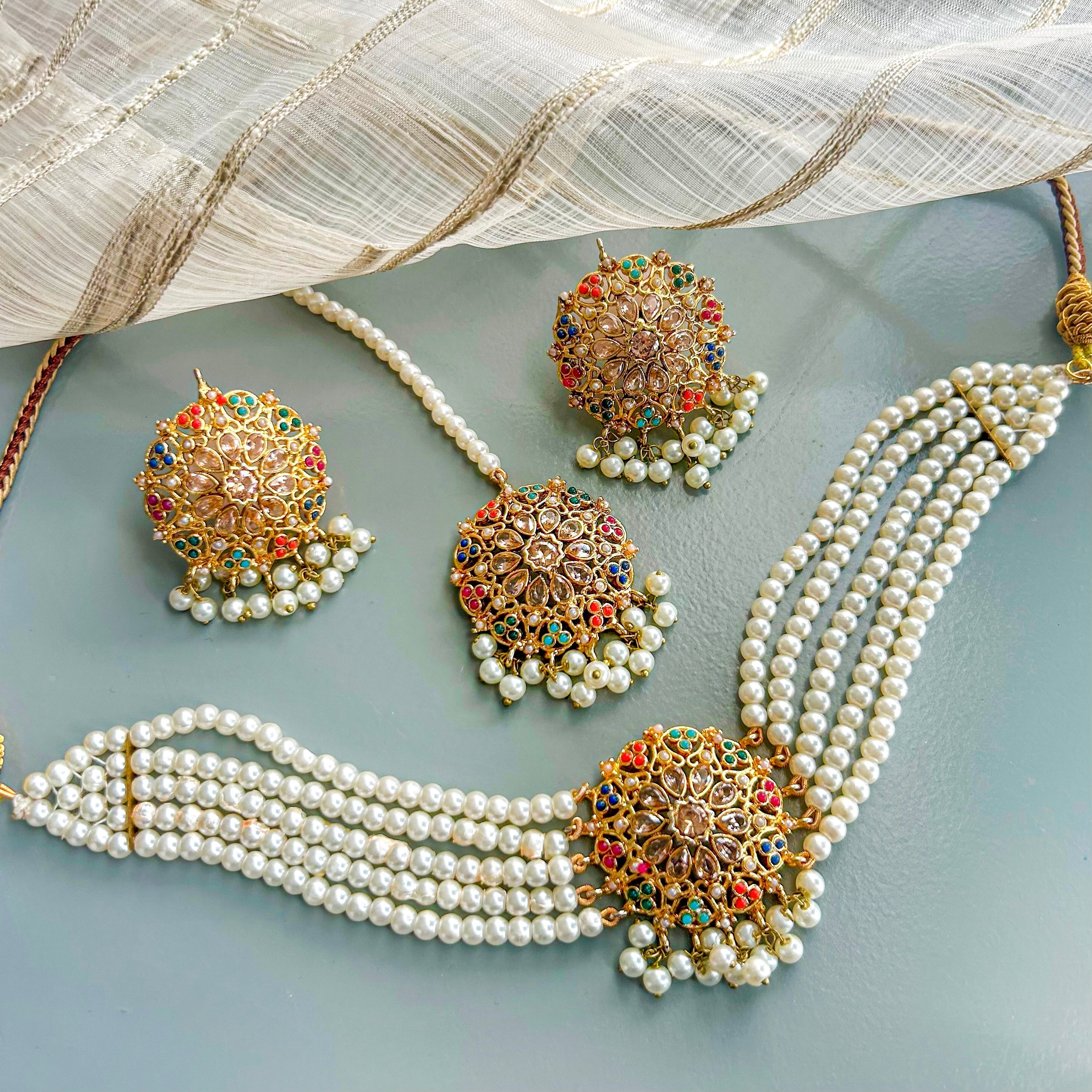 Moti-e-Abroo Pearl Majesty Choker Set - CS-53