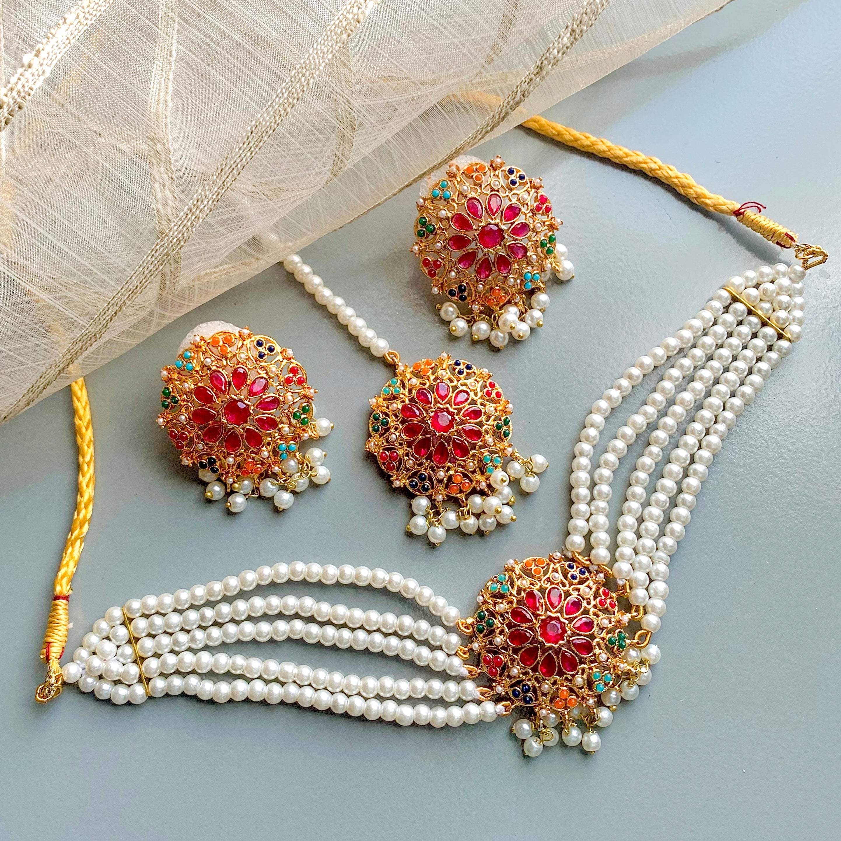 Moti-e-Abroo Pearl Majesty Choker Set - CS-53