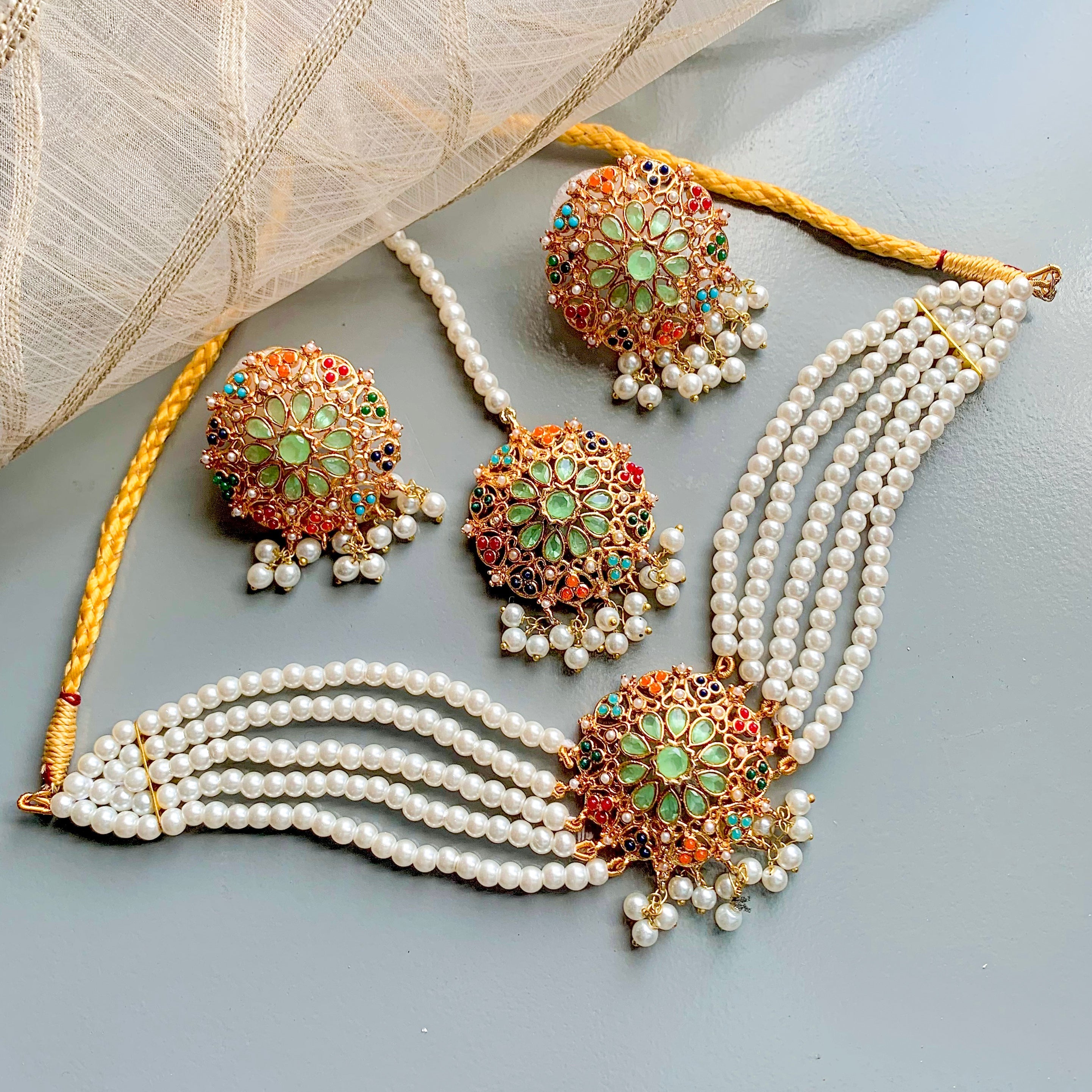 Moti-e-Abroo Pearl Majesty Choker Set - CS-53
